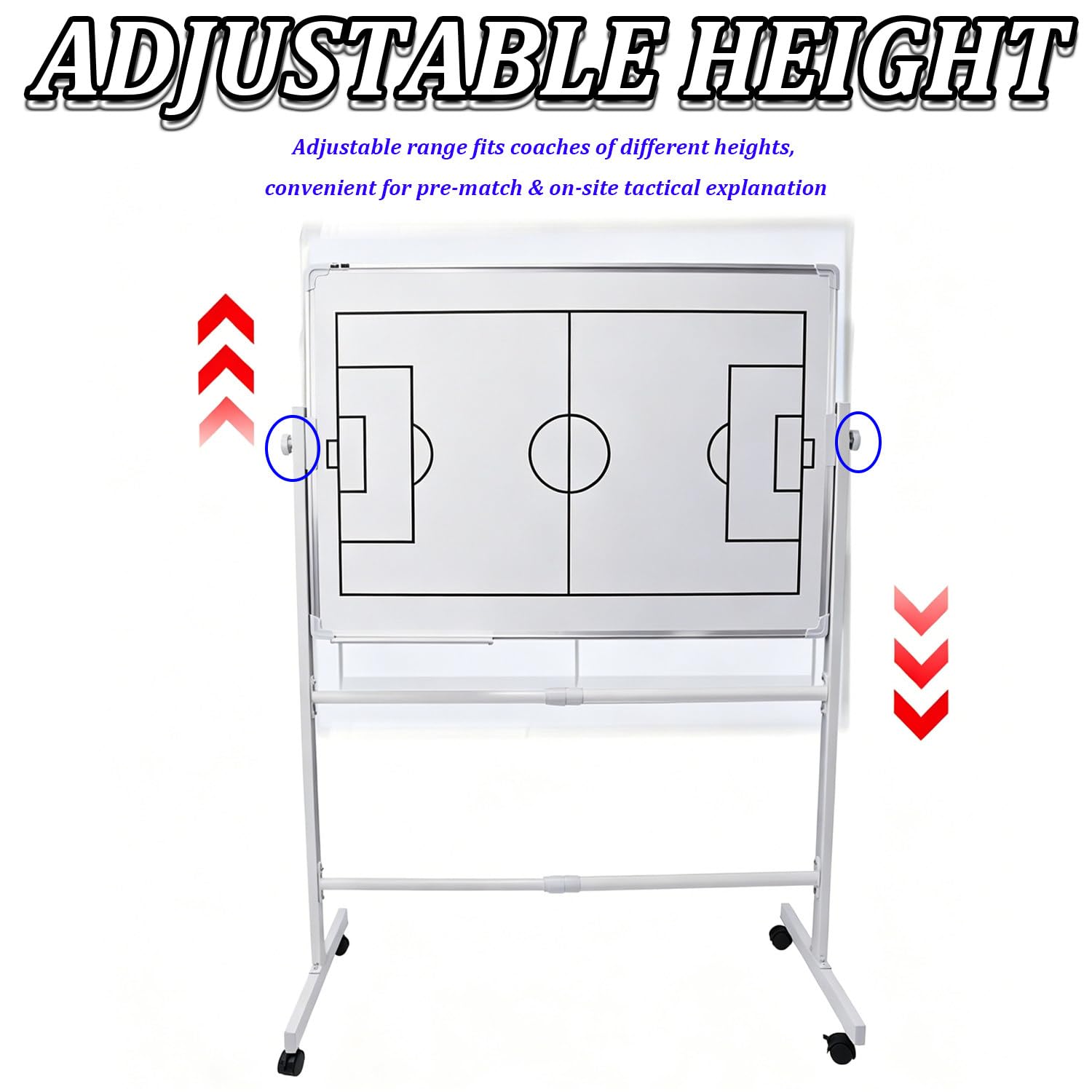 Pizarra blanca de doble cara para entrenadores, pizarra blanca con ruedas y bandeja de almacenamiento móvil, ruedas giratorias de 360° con bloqueo, para entrenamiento táctico a largo plazo. Football