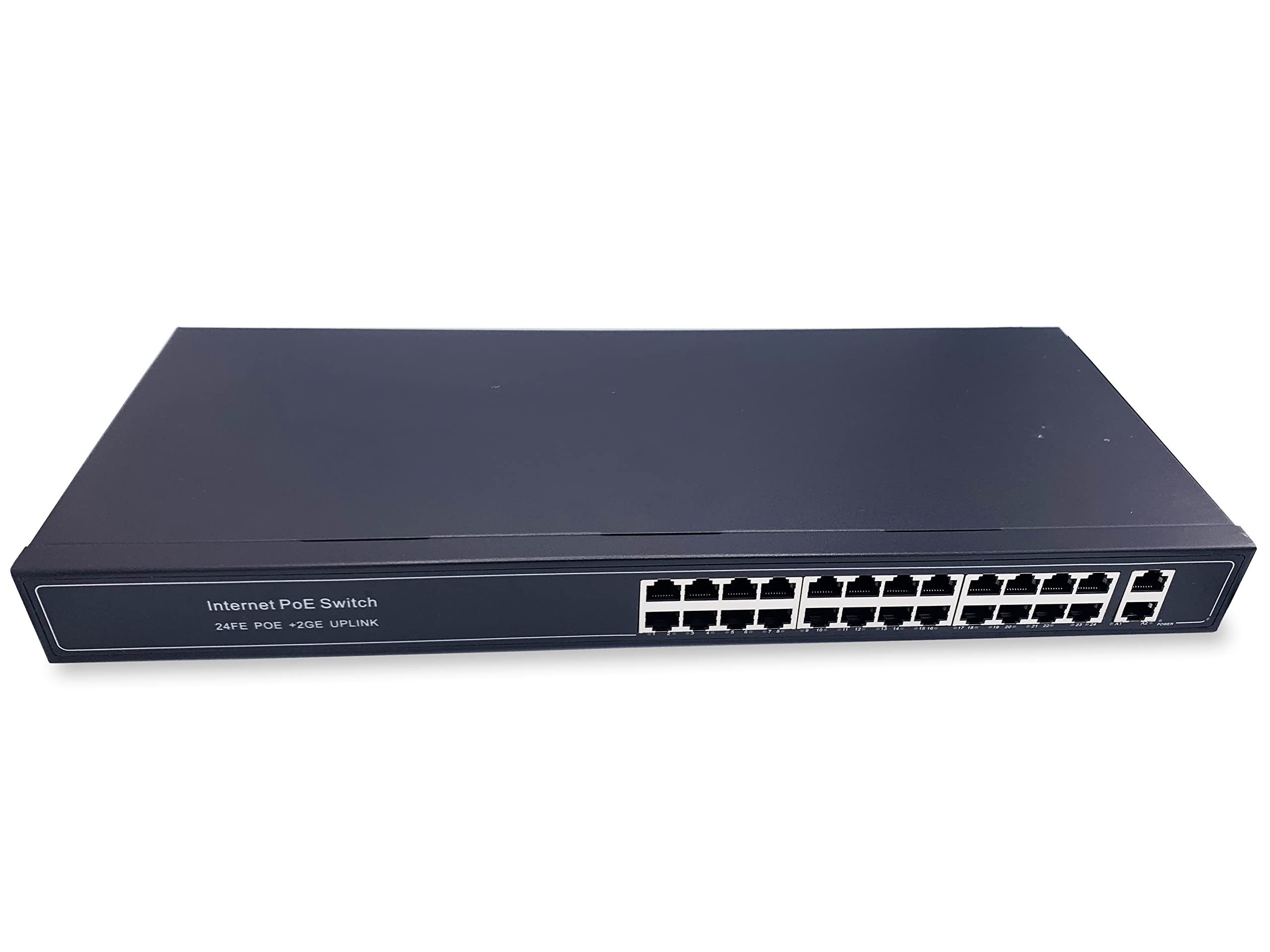 Elfcam® PoE Gigabit Switch – 24 Port LAN + 2 Uplink Ports, 10/100/1000Mbps, Unmanaged, Metallgehäuse