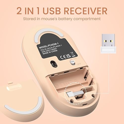 Vista 12 de Teclado y mouse inalámbricos, teclado silencioso y mouse combinados, teclado colorido de tamaño completo con teclas redondas, bonito mouse de 2.4 G