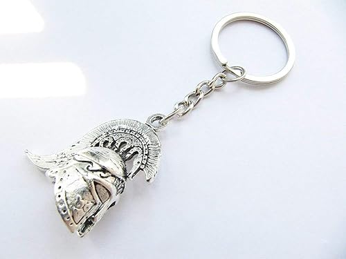 Miniatura 4 de Llavero espartano de plata antigua para casco, llavero Sparta Jewelry Spartan Warrior,