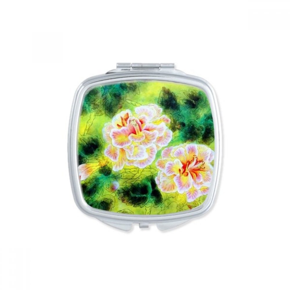 Miroir compact portable fleurs colorées pour retouches maquillage rapides