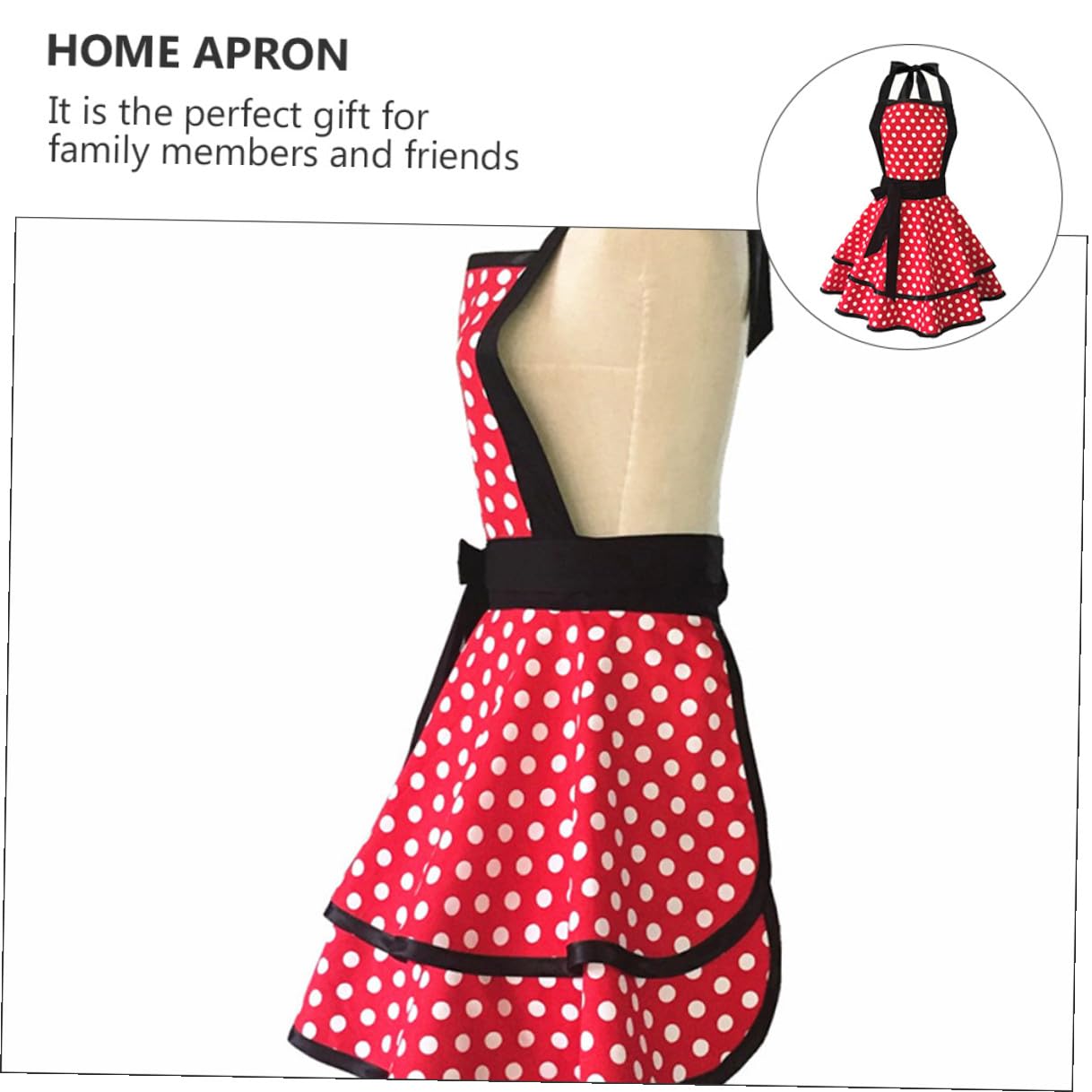 Mipcase Grembiule da Cucina in Cotone 100% a Doppio Strato Motivo a Pois Grembiule da Lavoro Collo Appeso per Hotel Pulizia e Uso Quotidiano