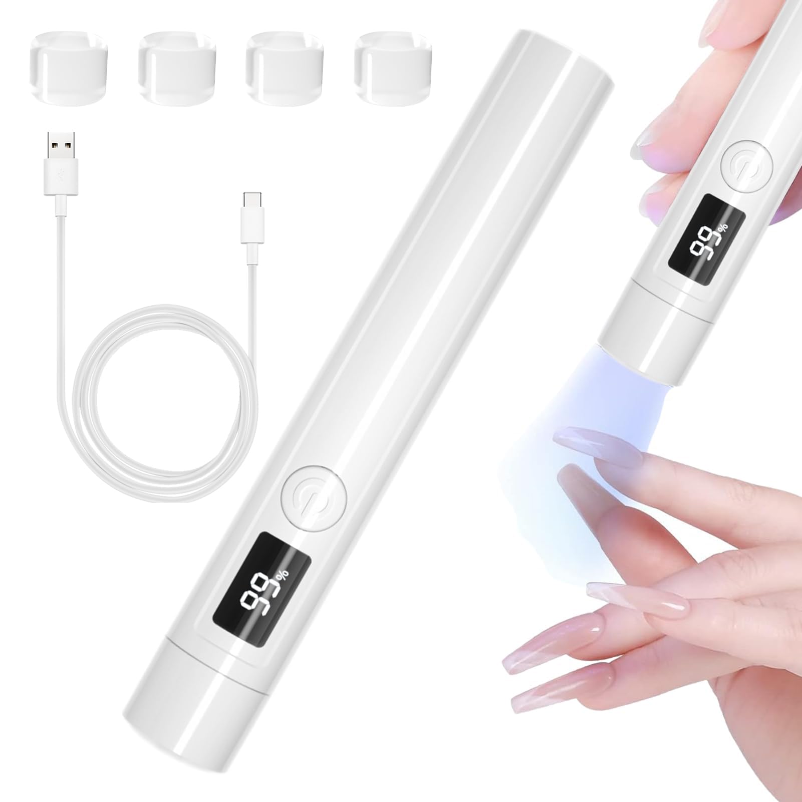 [Upgrade] Handheld Uv Light For Gel Nails: Rechargeable USB Nail Dryer - LED Display Gel Nail Art Flashlight - Mini LED UV Light For Gel Nails - Nail Lamp For Nail Gel Polish Curing (1)