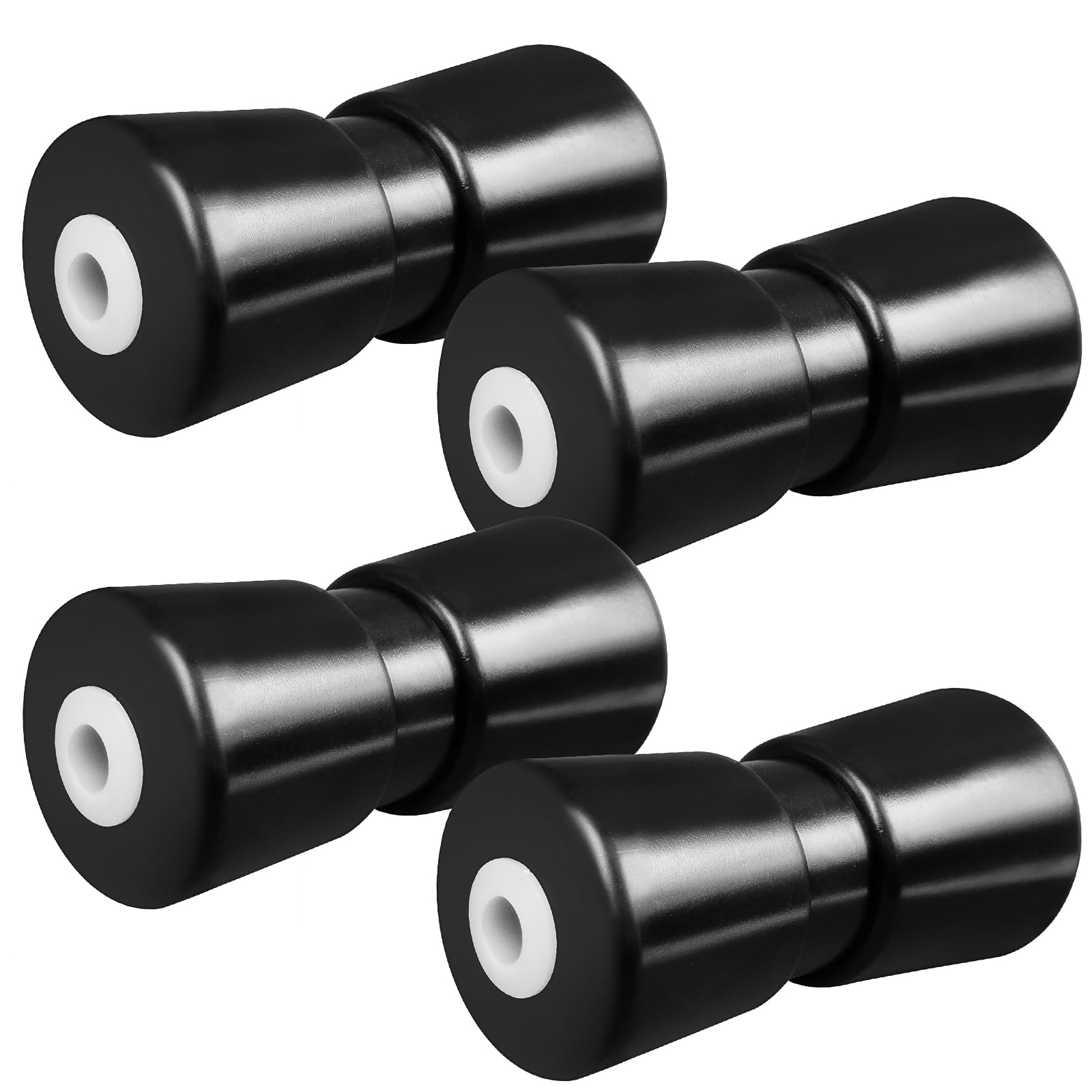 LYCN 4 Stück Schwerlast Bootstrailer Rollen, 19 cm Bootstrailer Kielrollen aus Gummi, Bugrollen für Bootsanhänger, Ersatzteile Trailerrollen Zubehör (Schwarz)