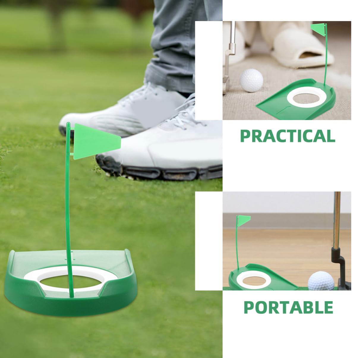 BRIGHTFUFU Golf Hole Training Cup with Flags Indoor Golf Practice Device for Putter