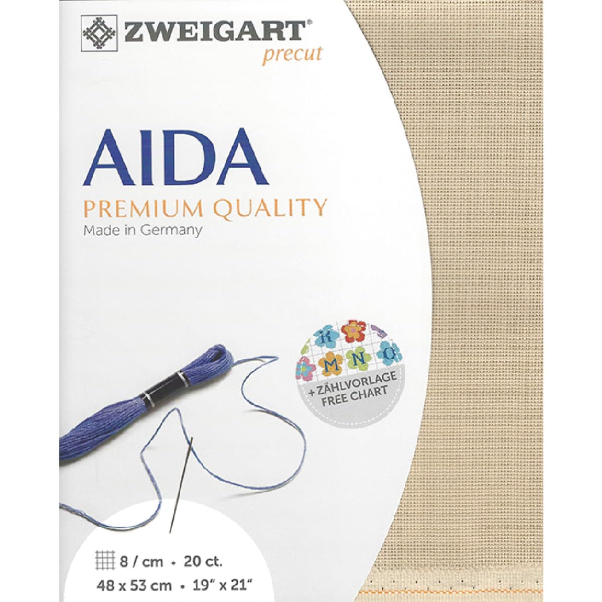 Zweigart Precut Aida Extra Fine Col. 309 Blank, 48 x 53/68 cm