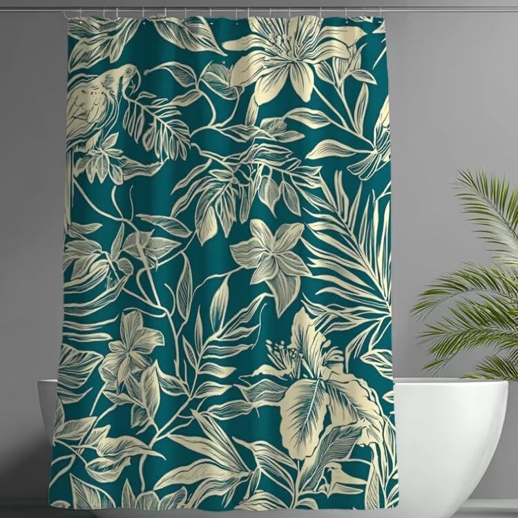 Cortina de Ducha Pájaro Cortina Ducha 200x200 cm,Cortinas Baño Tela Impermeable Antimoho,Impresión 3D Líneas Shower Curtain Poliéster Secado Rápido Lavable Curtains con 12 Ganchos,Baño/Bañera -wY440