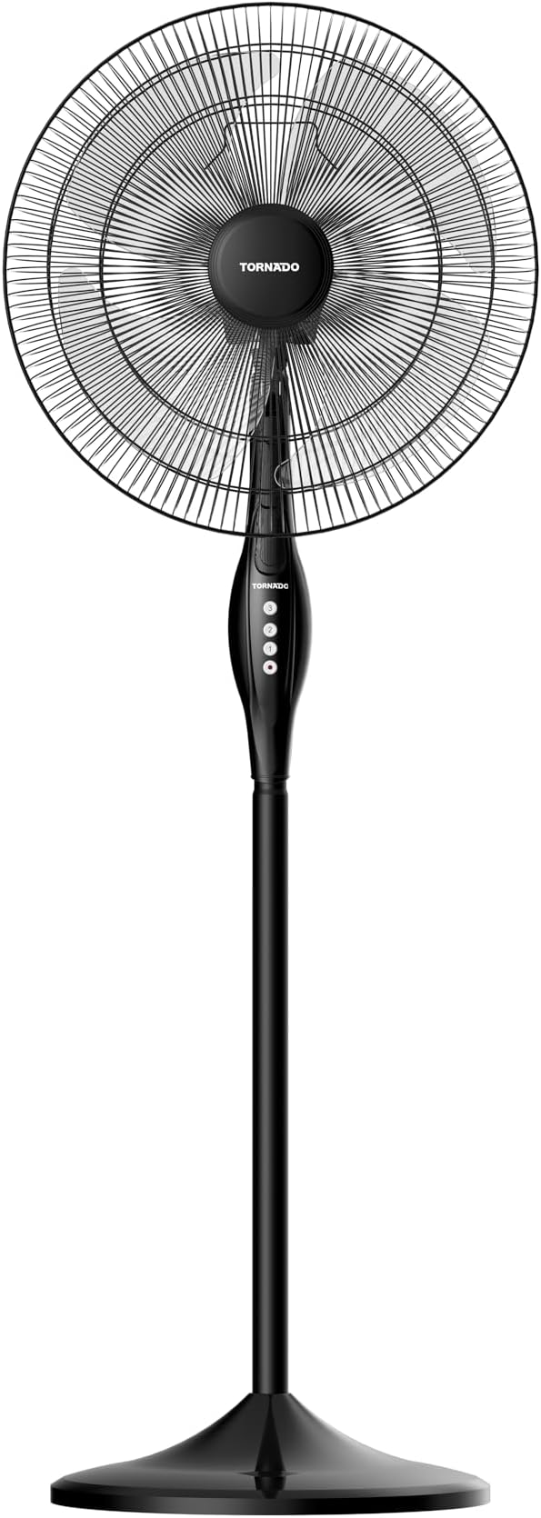 TORNADO Pedestal Stand Fan, 16 inch, Oscillation Directions, 3 Speed Levels & Adjustable Height, 4 Blades, Best for Home & Office, Black - TSF-16W