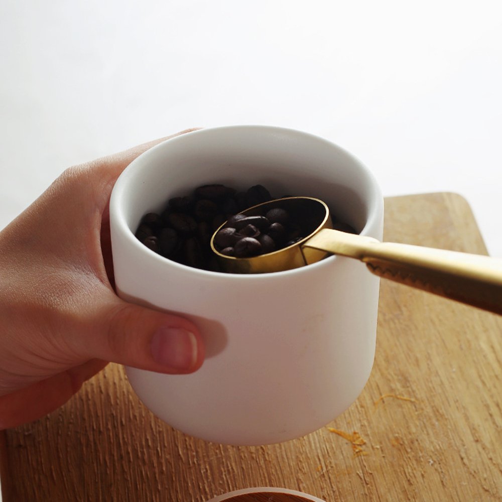 3er Set Vorratsdosen Keramik mit Bambusdeckel Vorratsdose Kaffeedose Teedose - Keramik Aufbewahrungsdosen für Tee Kaffee Bohne Zucker Gewürz Nüsse Korn (260ml,800ml,1000ml)