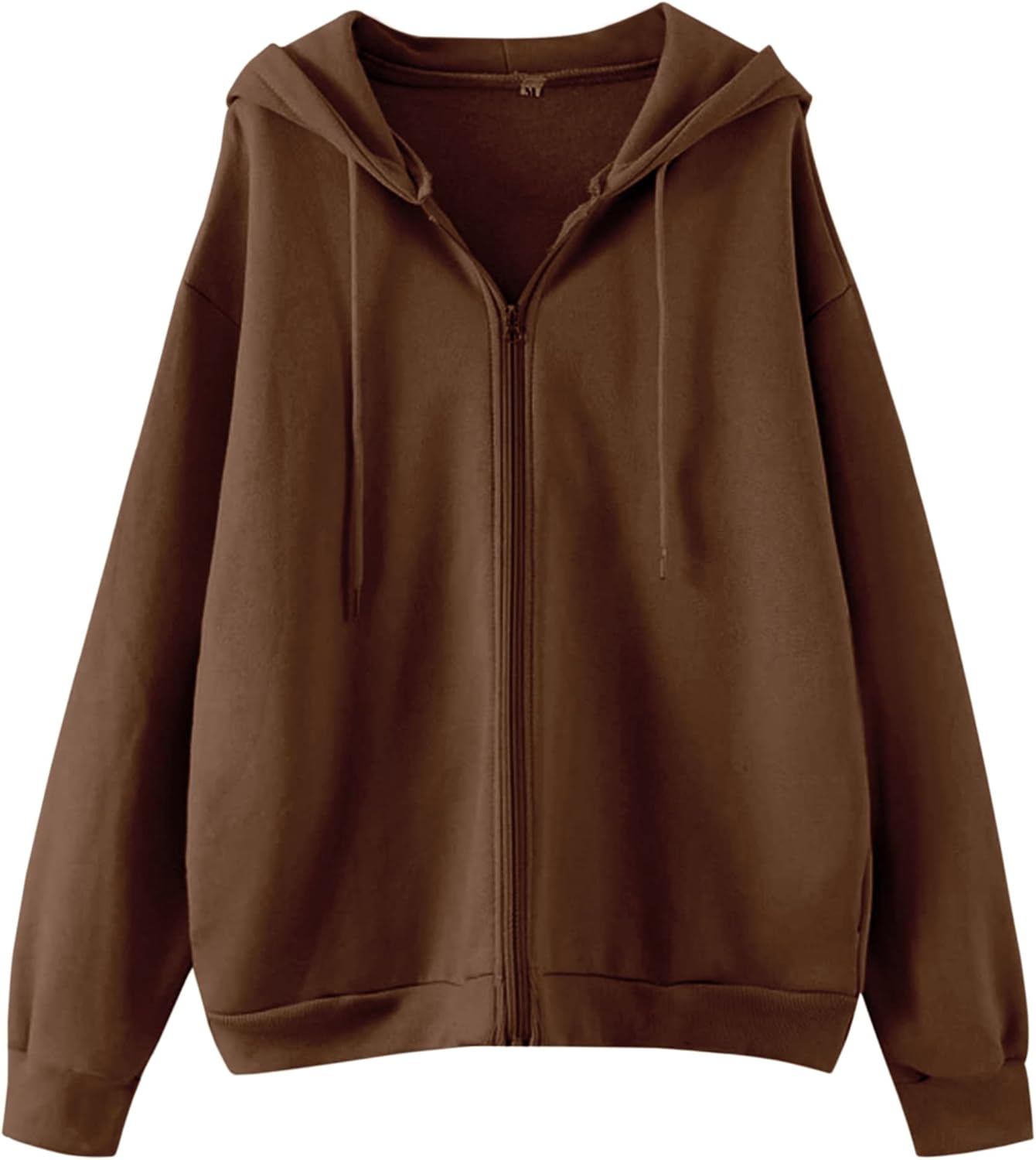 MISSACTIVER Women’s Vintage Solid Drawstring Hoodies Zip Up Oversized E-girl 90s Sweatshirt Basic Jacket With Pockets