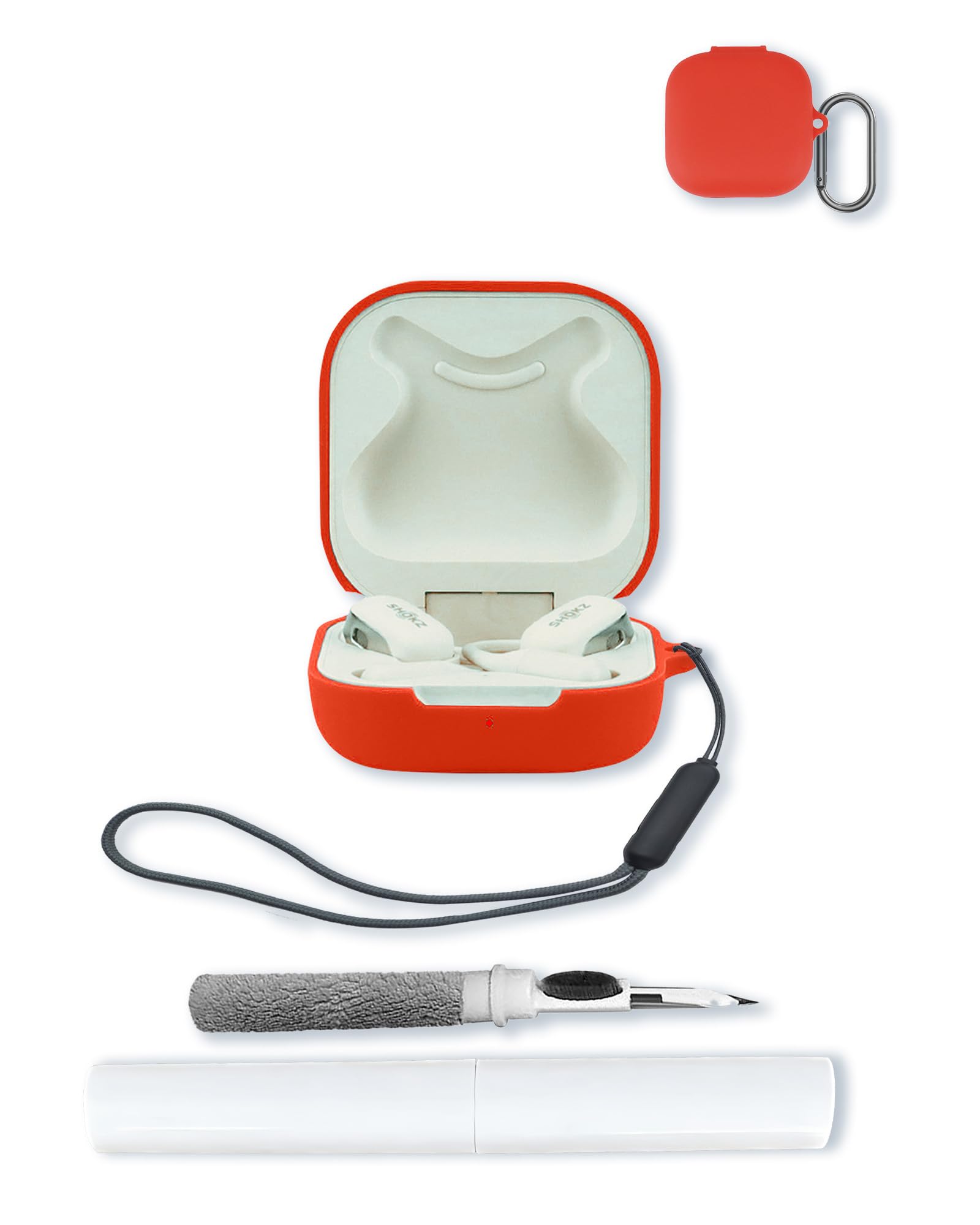 Case for SHOKZ OpenFit Open-Ear Headphones T910,Soft Protective,BOVUGAC Silicone Case Cover with Keychain & Cleaning Kit & Lanyard for SHOKZ OpenFit
