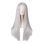 MapofBeauty 28 Inch/70cm Women Special Long Straight Synthetic Wig (Silver)