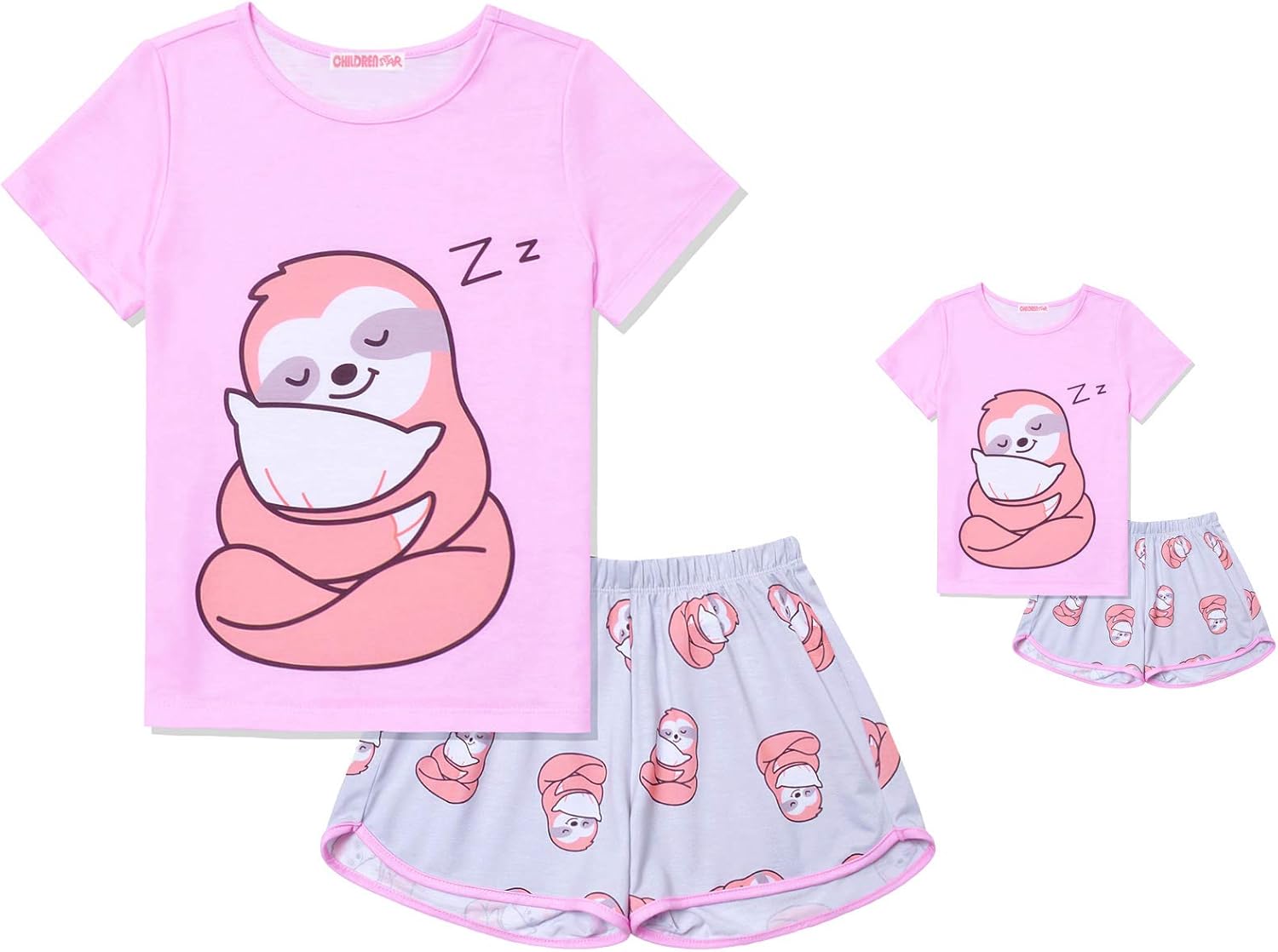 CHILDRENSTAR Matching Girls&Dolls Pajamas Summer Pjs Set Short Sleeve Sleepwear