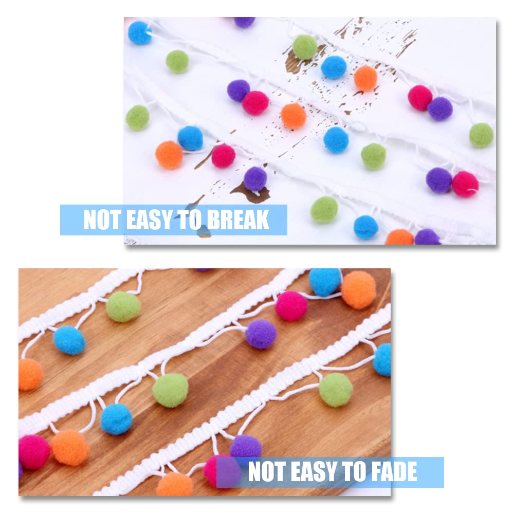 Bommelband Mit Fransen 18m - Bestickte Bordüre Für Basteln & Nähen