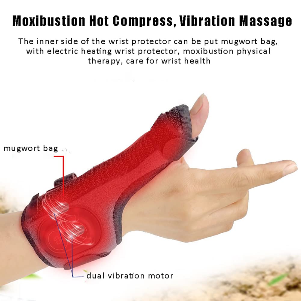 Muñequera eléctrica y pulgar, envoltura térmica con 3 niveles de calefacción para aliviar el dolor, férula para pulgar, soporte de muñeca para esguinces y túnel carpiano