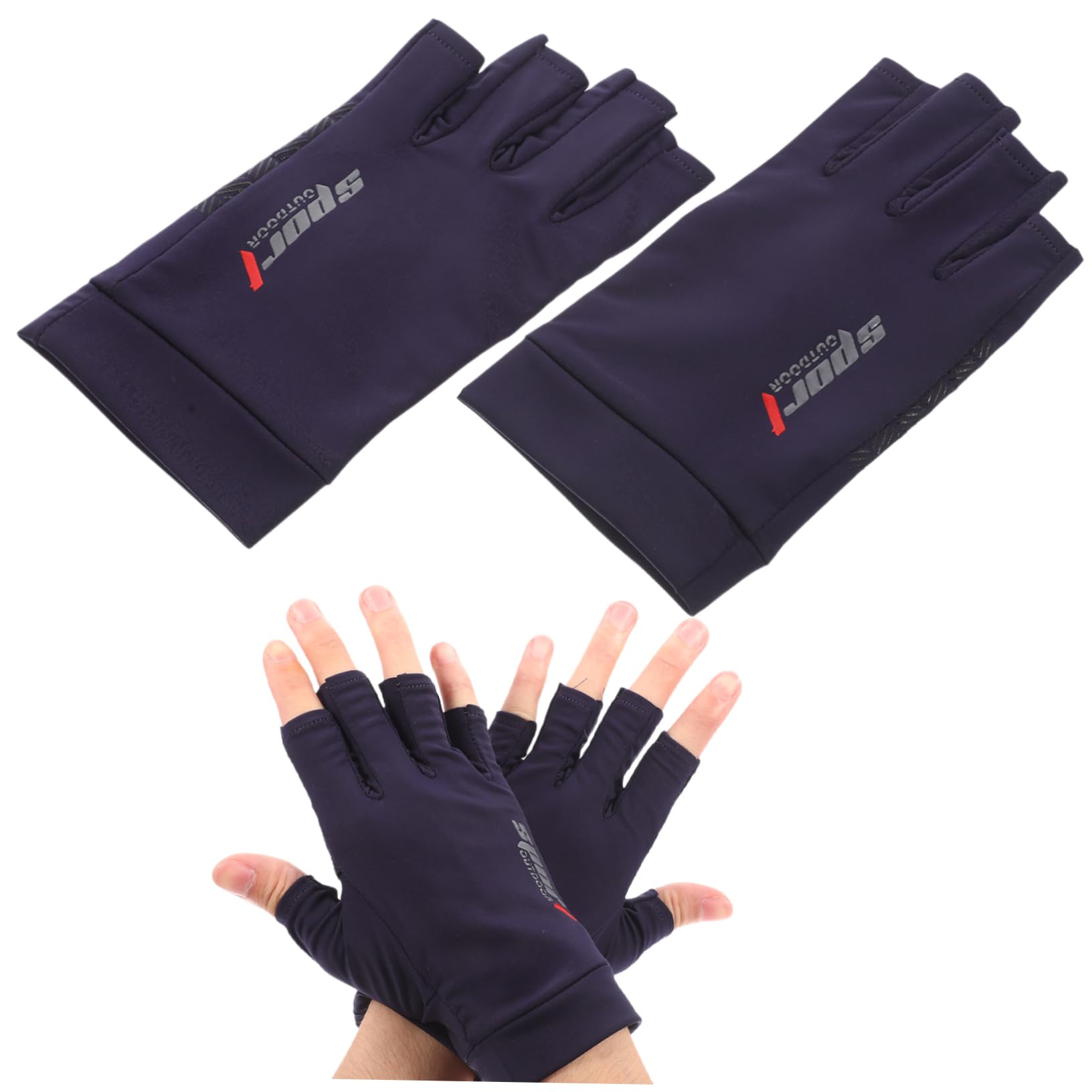 GALPADA Blue Sports Riding Gloves Half Finger Fitness Glove Anti-Slip Palm Wear-Resistant Outdoor