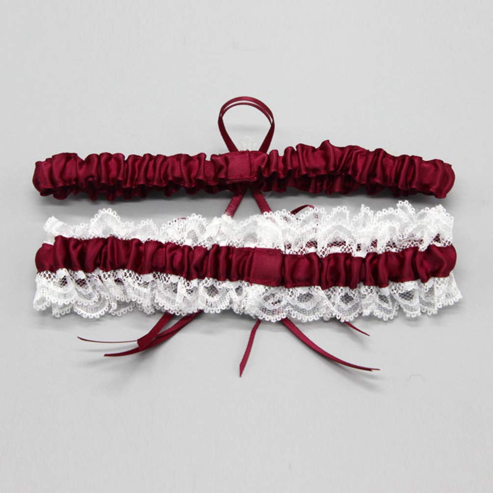 Ceinture 1 Paire de Jarretelles de mariée Ceintures Anneau de Cuisse en Dentelle Bande de Jambe Florale pour la fête de Mariage (Couleur : Blanc) (Noir Blanc)