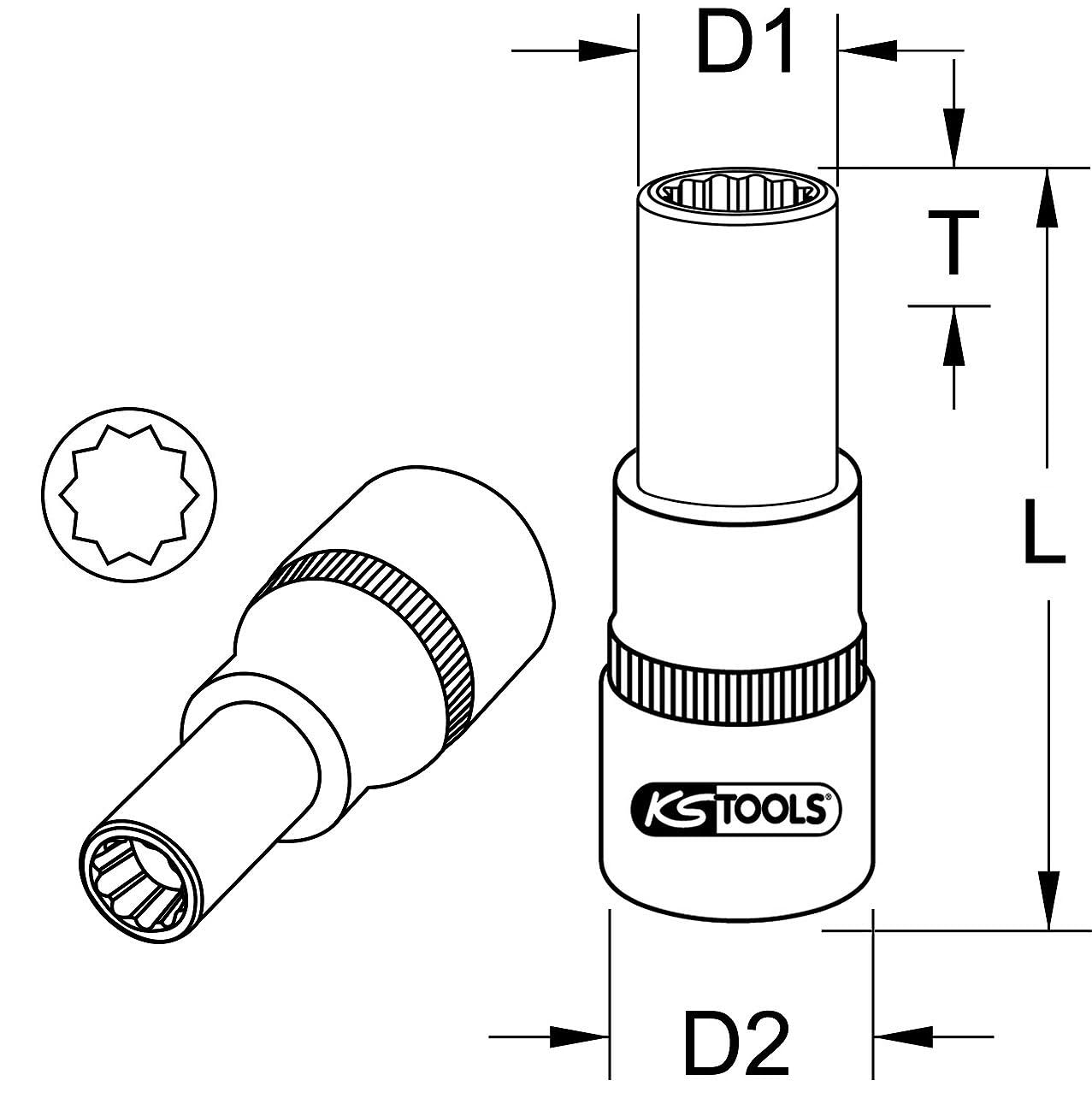 KS Tools 515.1034 nasadka do specjalnych alufelg OZ do wieloczęściowych felg OZ, 10 mm
