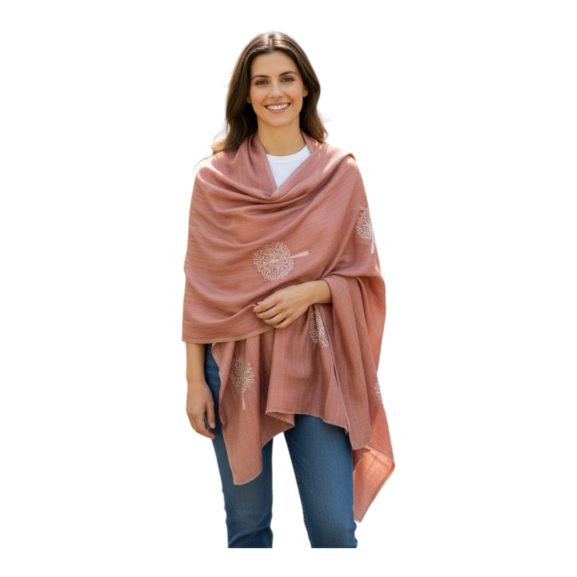 Pashmina Wool Unisex Stole, Floral Pattern, Cashmere Blend, 214 cm x 72 cm-image-13