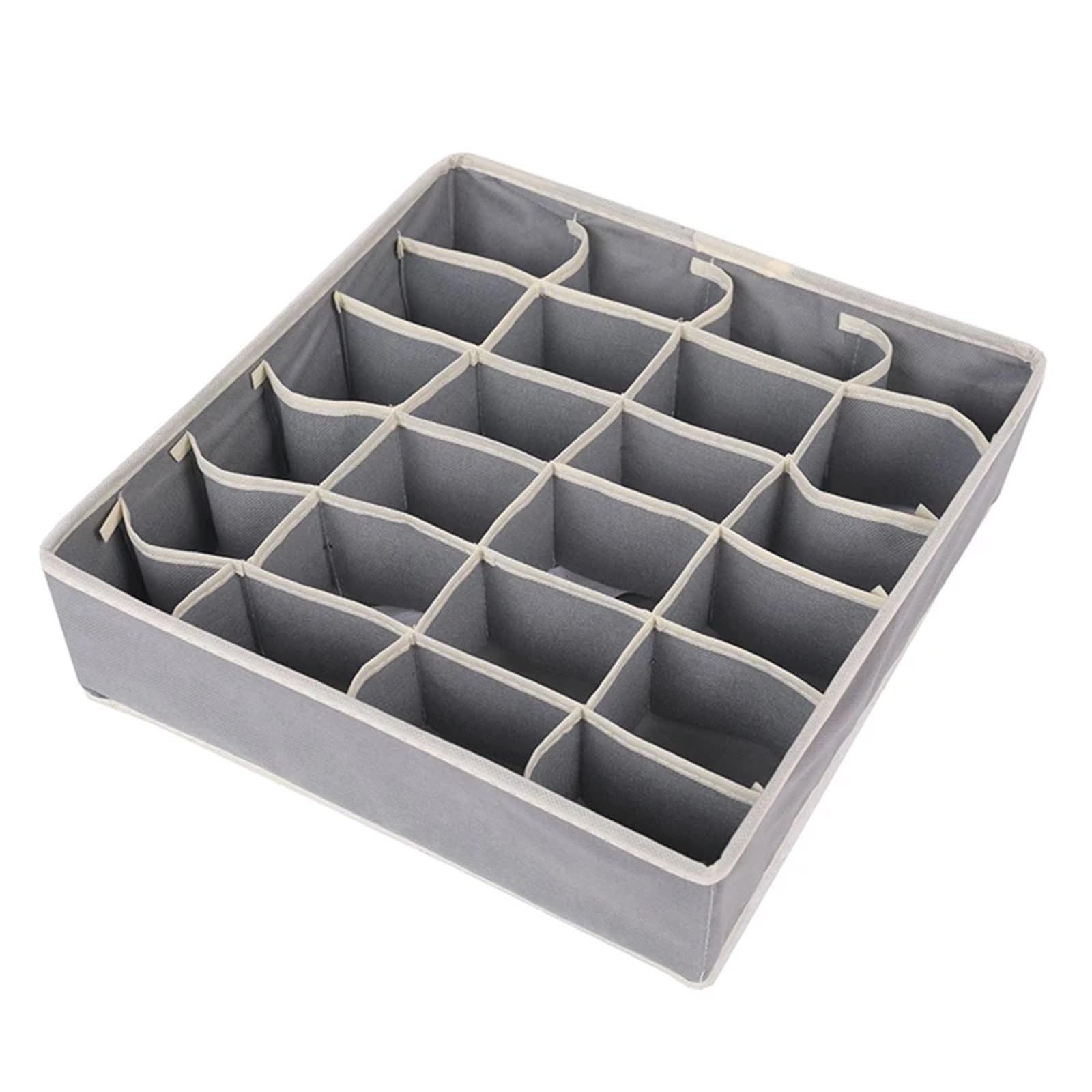 ATEUXOL Drawer Organizer for Clothes Organizer For Underwear Socks Bra Pants Foldable Case(Gray 24 grid)