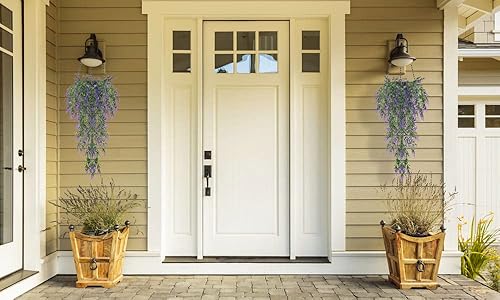 Miniatura 3 de RECUTMS Flores artificiales para exteriores, plantas colgantes resistentes a los rayos UV, plantas falsas, enredaderas verdes, flores para interior,