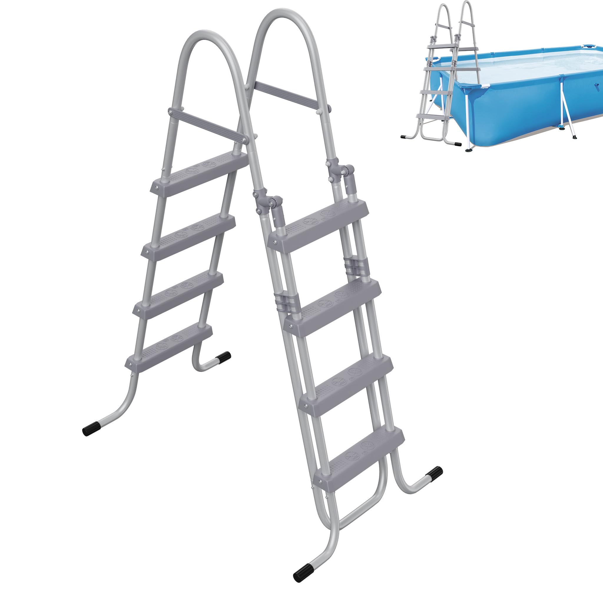 Échelle de piscine 4 niveaux pour sécuriser les baignades des enfants au jardin