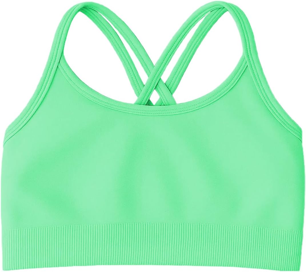 Kurve Girl’s Seamless Strappy Back Stretchy Crop Undershirt Bra, Made in USA