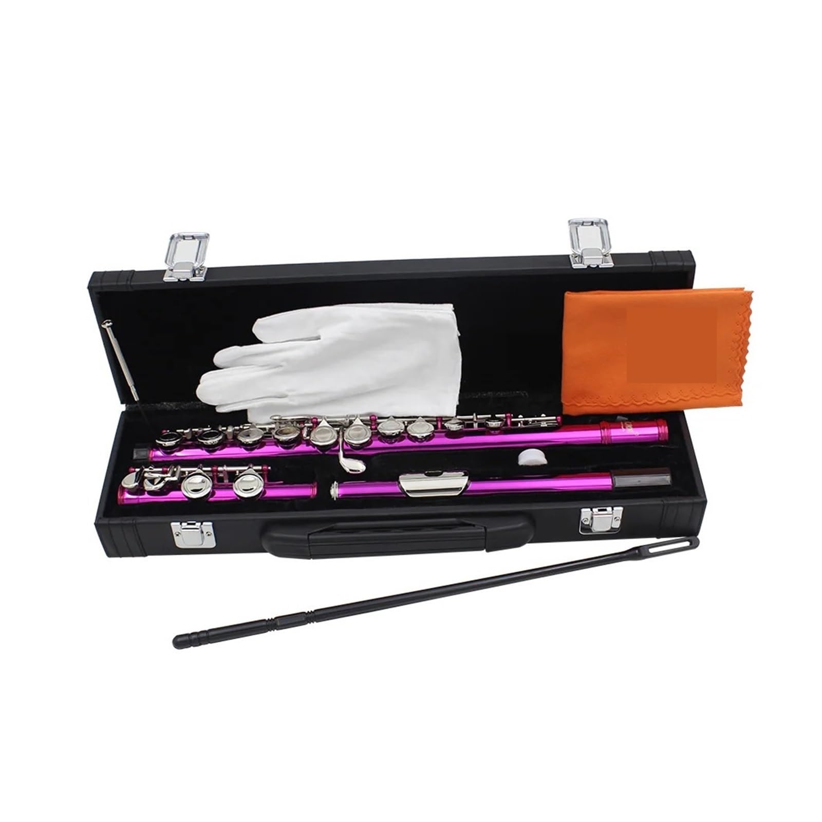 Flauto tono C a 16 fori rosa rosso con strumento a fiato chiave E Chiave chiusa Flauto a tubo in cupronichel con scatola Accessori musicali