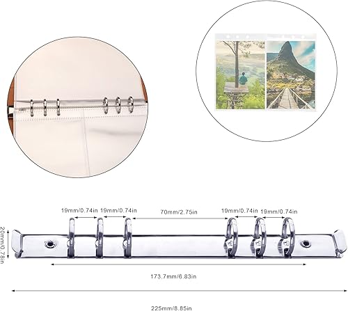 Miniatura 5 de 60 bolsillos transparentes para carpeta 124 bolsillo de doble cara 6 anillas fundas para tarjetas de fotos fundas para carpetas A5 recambio para