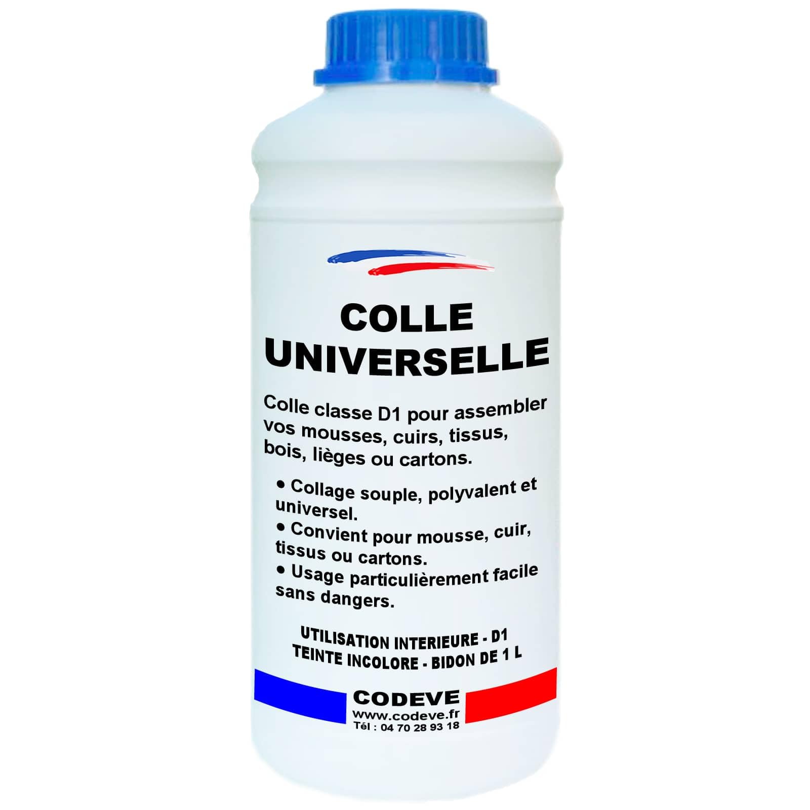 Colle Universelle - Codeve Bois - 1L - Intérieur - Pour L'assemblage Polyvalent D'un Cuir, Tissu, Bois, Liège, Mousse Ou Carton.