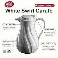 Vista 2 de TableCraft 1001402 Cash & Carry Connoisserve - Decantador de café, 40 onzas, blanco, prensa de pulgar, diseño de remolino, aislamiento de triple