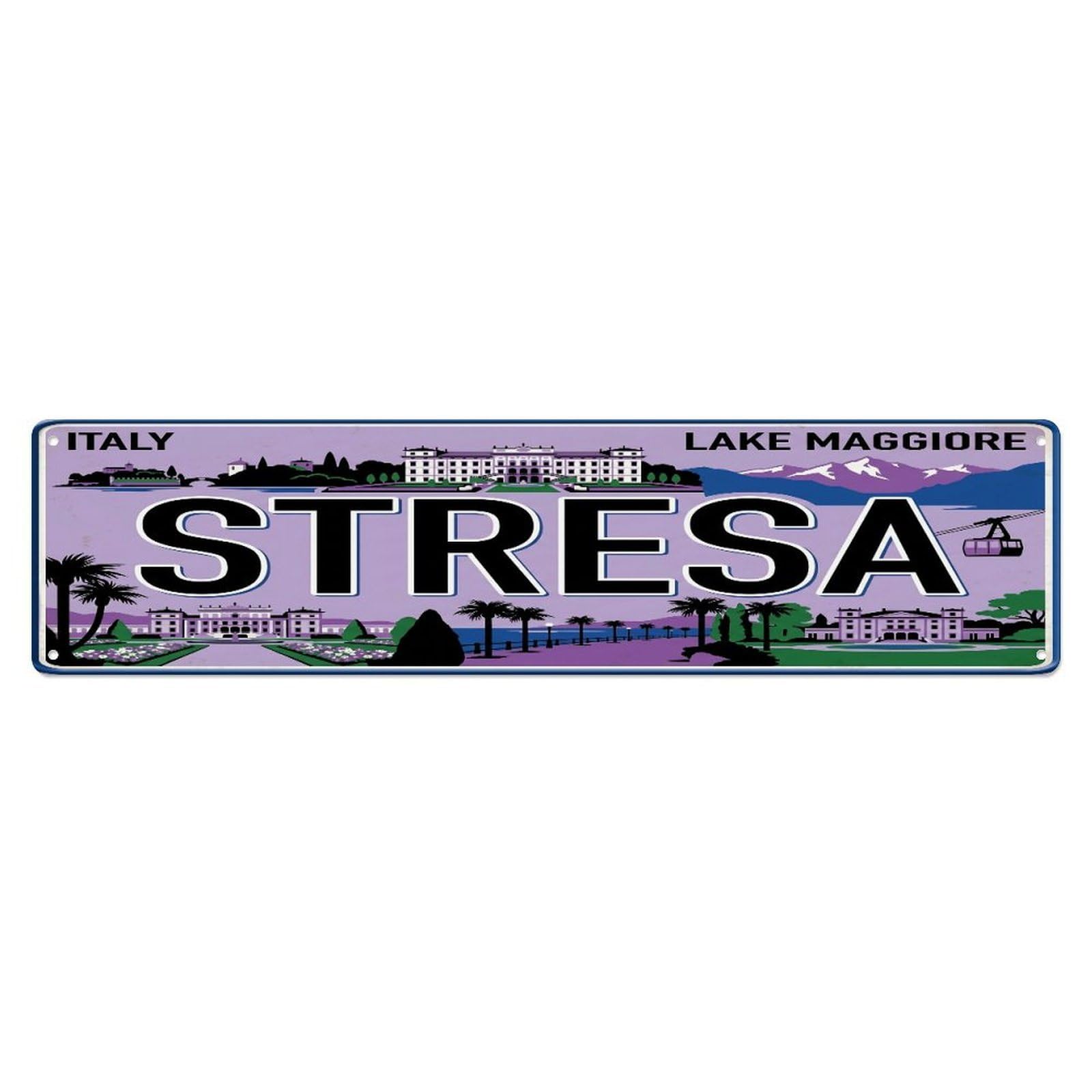 Tgrcjimh Style Metal Tin Sign Vintage Travel Stresa Island Lake Maggiore