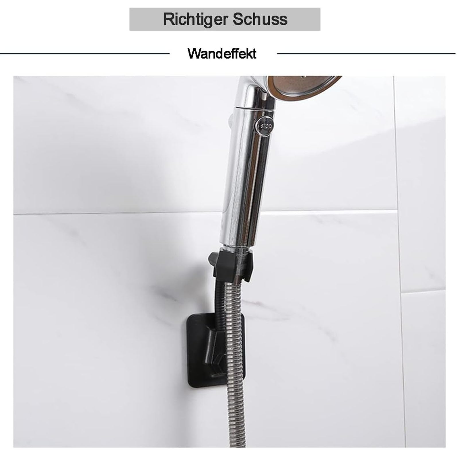Staffa Supporto Doccia Regolabile 360º, Supporto Soffione No Punch, Senza Foratura, Nero