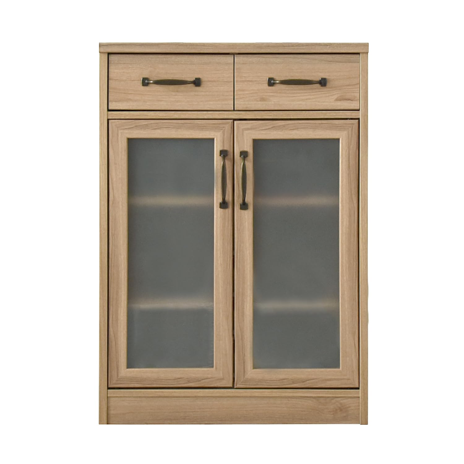 LUFFY FFLU90-60GH Cupboard Storage, Low Type, Cabinet, Scandinavian Glass, Natural, Stylish, Wood, Kitchen Storage, Drawer, Living Room, Gray Natural (Customer Assembled)