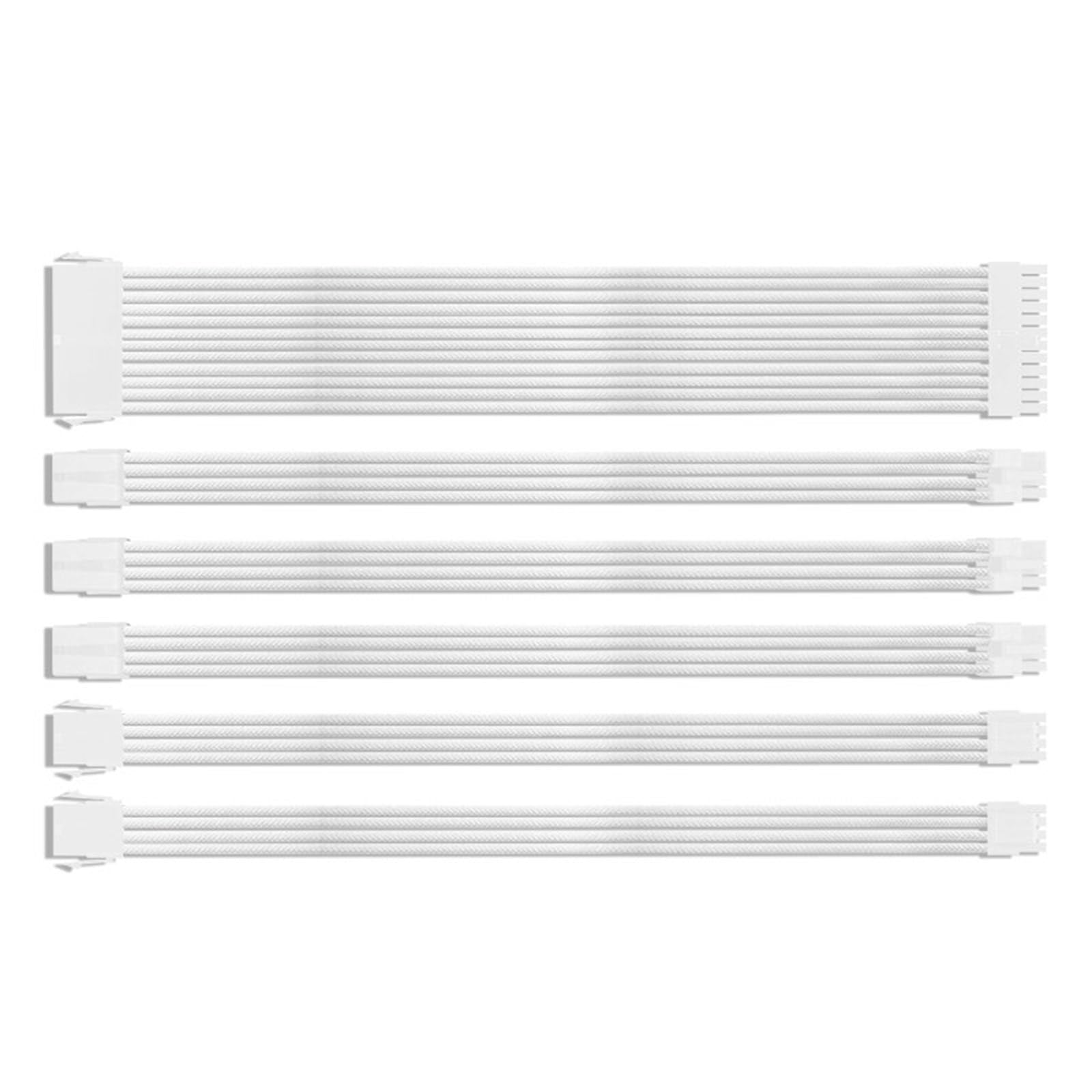 Generisch Lot de rallonges d'alimentation - 30 cm - Gaine - Blanc