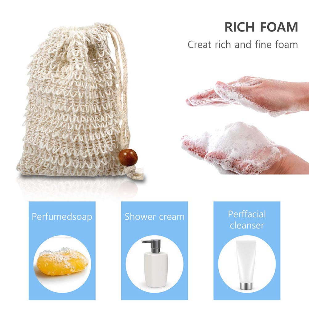 "N/A" OTYMIOW 30 Pack Soap Bags for Bars Soaps Exfoliating Natural Sisal Soap Bag Hand Made Soaps Bag Mesh with Drawstring for Bath & Shower Use