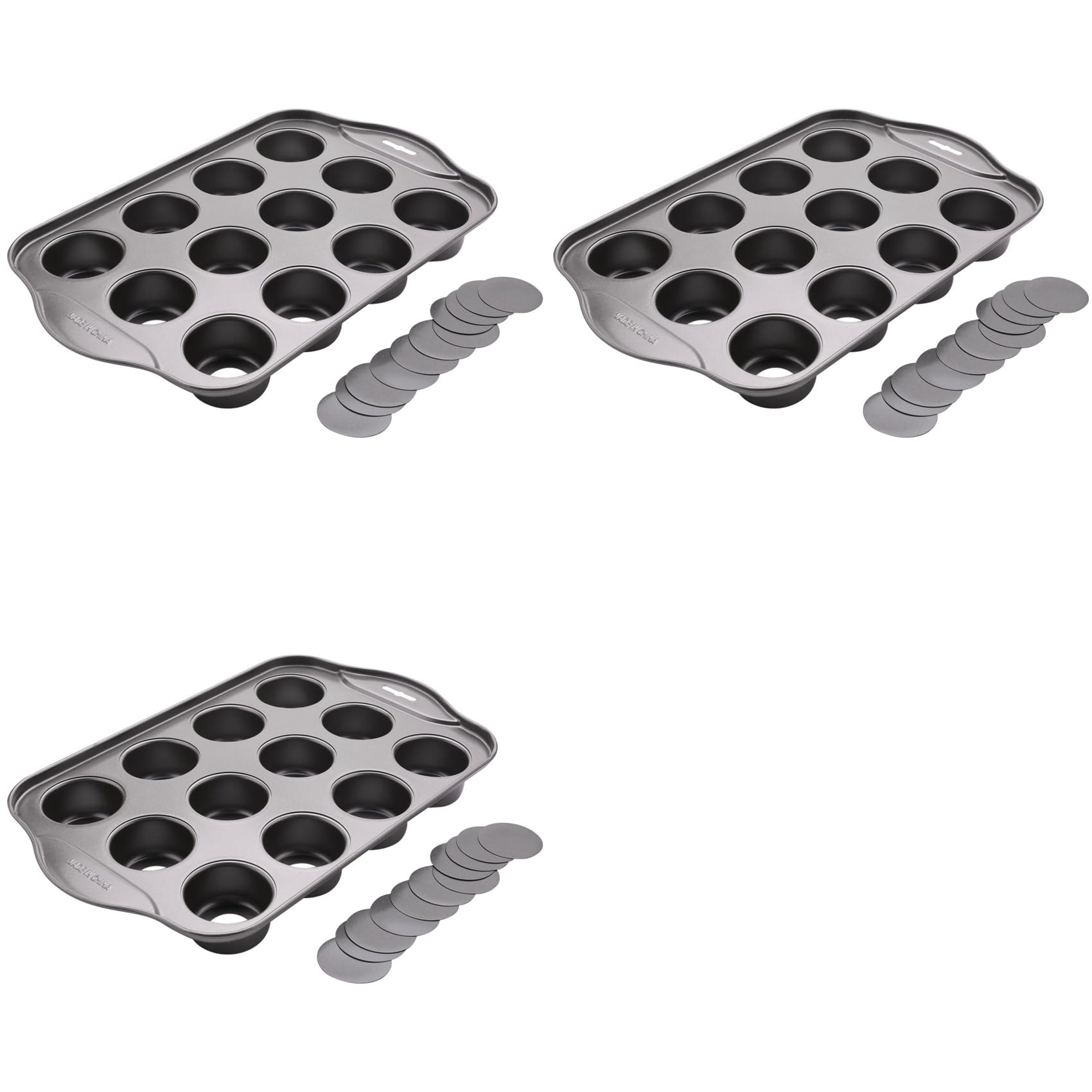 Hndhbfgrt 3X 12 Cavity Mini Cheesecake Pan with 36 Pieces Removable Bottom