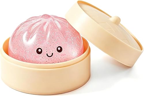 Sugar Glitter Dumpling Squishy Mystery Box - 265g Cute Viral Squishy Dumpling Toy, Slow Rising Fidget Squeeze Toys for Stress Relief, Perfect for Desk Toys & Party Favors(Glitter Pink)