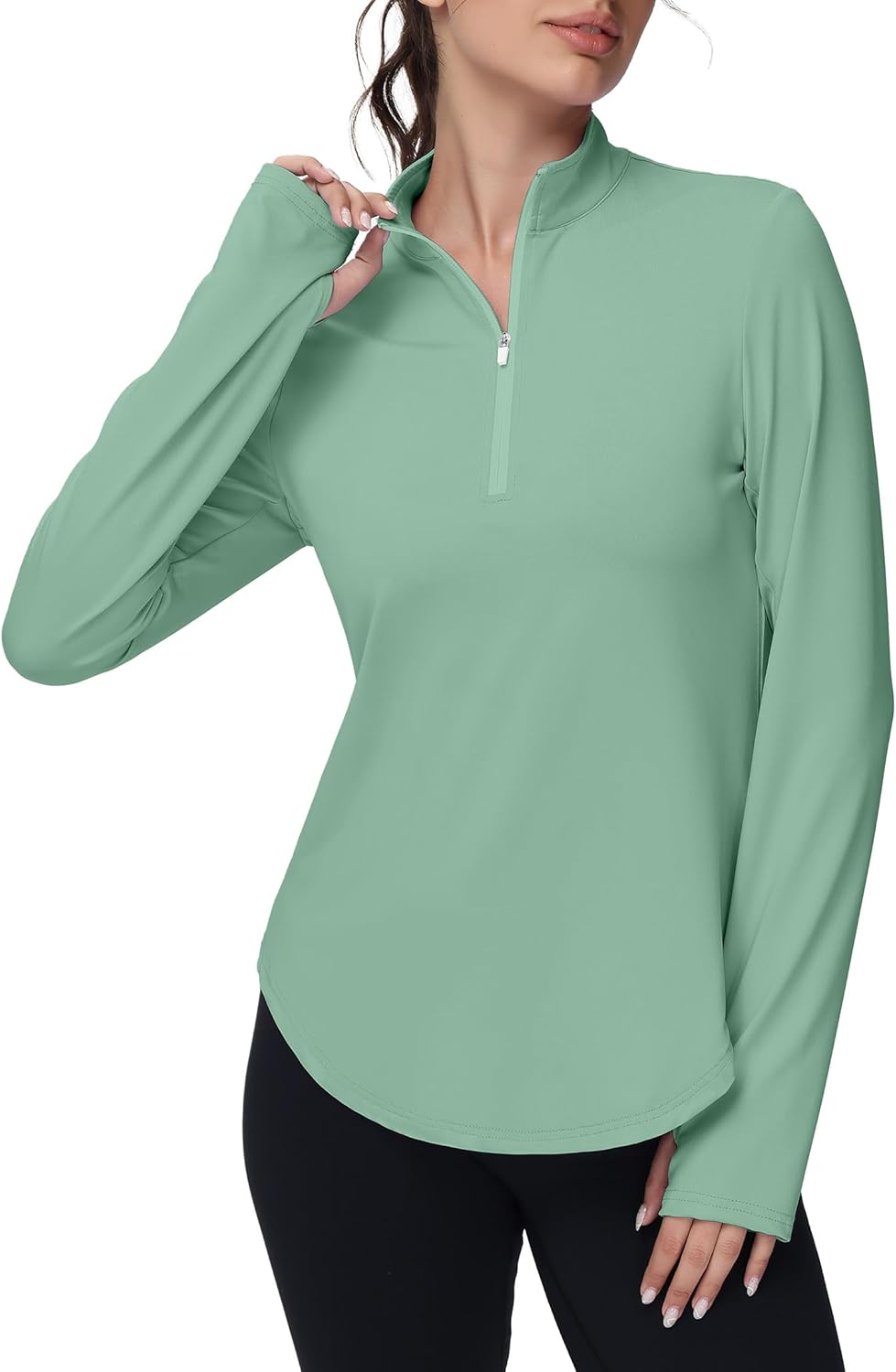 Women’s Golf Polo Long Sleeve Workout Tops V Neck UPF 50+ Sun Protection Quick Dry Lightweight Active Tennis Shirts