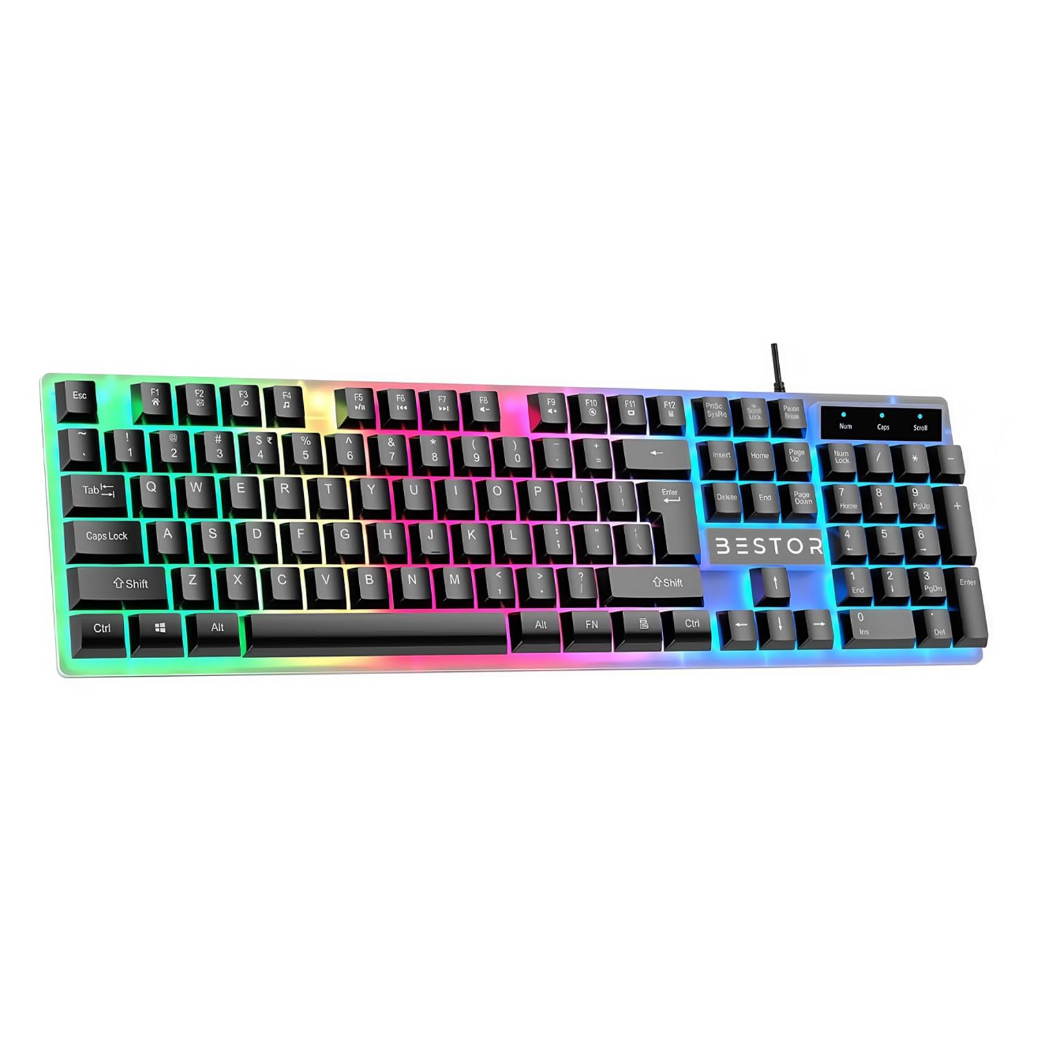 BESTOR RGB Backlit Gaming Keyboard – High-Precision Silent Keys Fast Key Response Lightweight Design Plug & Play Full-Size Wired Gaming Keyboard for PC & Laptop