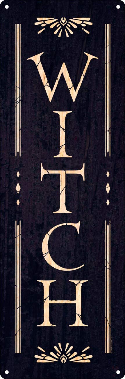 Grindstore Nc Witch Slim Tin Sign Black 10.1X30.5cm