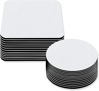 Sublimation Coasters Blanks, Heat Transfer Blank Coasters for Sublimation Transfer Heat Press Printing Picture DIY Crafts White Roundand Square3.93 x 3.93Inches (24Pieces)