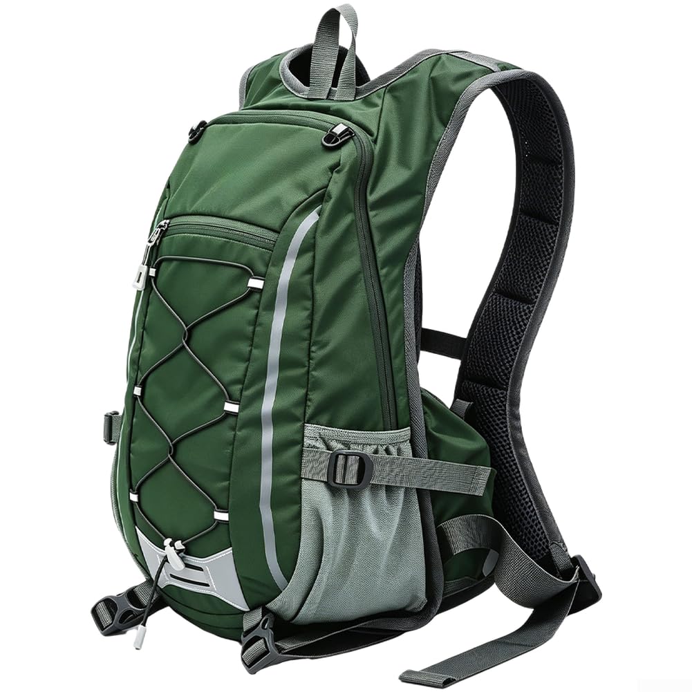 Zaino da trekking leggero da 20 l, traspirante, con strisce riflettenti, per campeggio, ciclismo e viaggi (verde)
