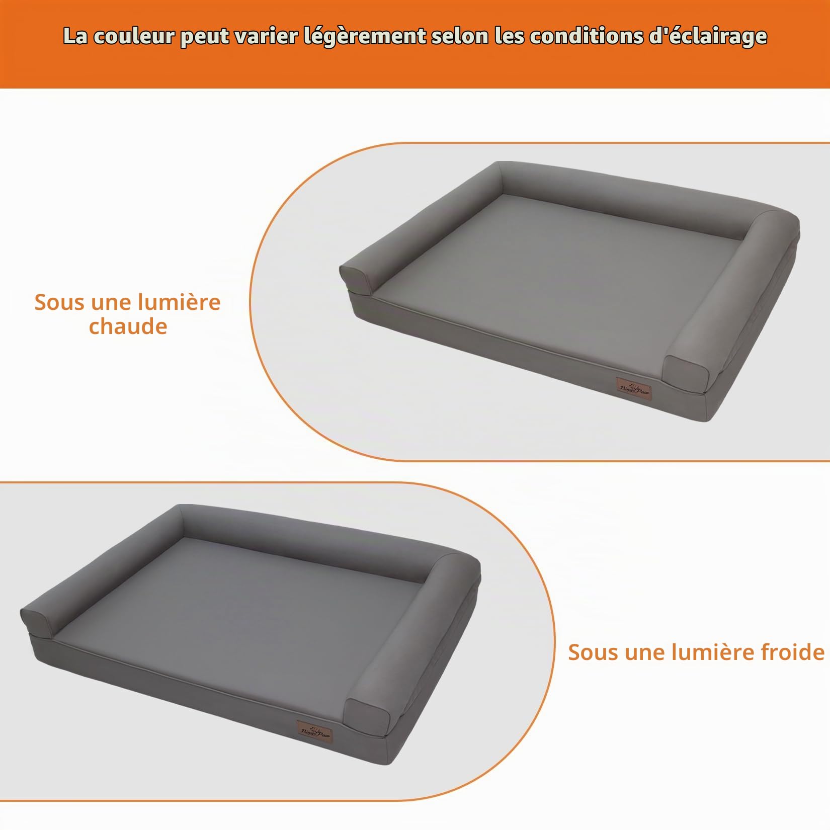 Panier Chien Orthopédique Grande Taille: 117x90x18cm Coussin pour Chien XL Déhoussable et Lavable, Lit Confortable, Tissu en Cuir Microfibre et Silicone, Gris