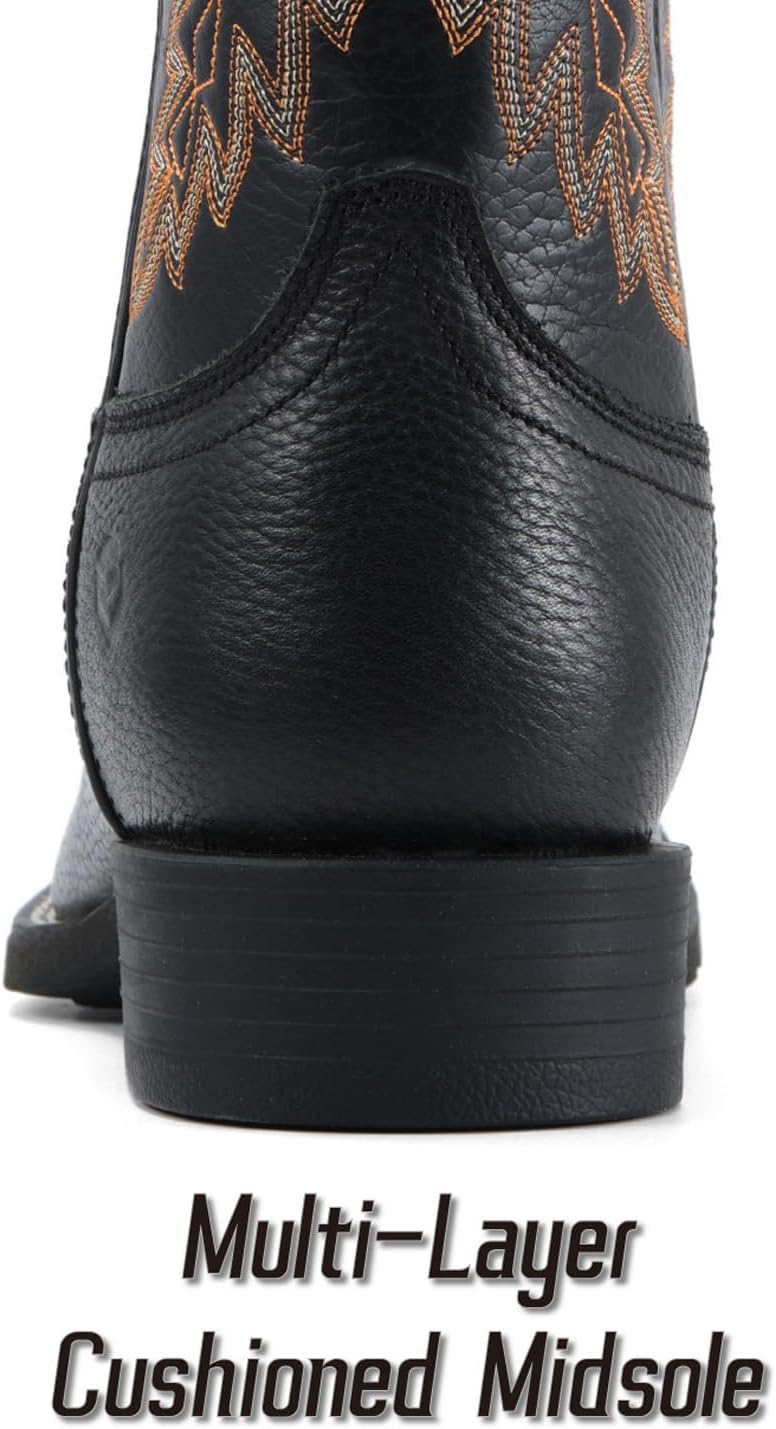 SUREWAY Cowboy Boots For Men - Square Toe Western Boot,Oil/Slip Resistant,Durable Fashionable Classic Pull on 10 Inch Wellington Boots - Leather - Image 6