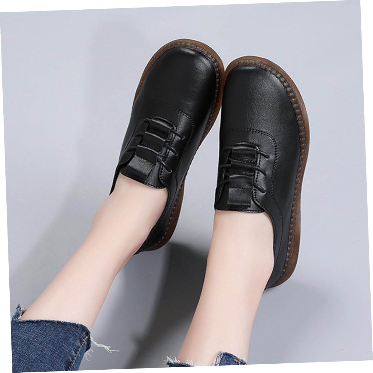 Zapatos De Cuero Perezosos Zapatos Casuales De Mujer De De Gimnasia para Mujer Mocasín para Mujer De Las Mujeres Superior: Cuero Genuino Black