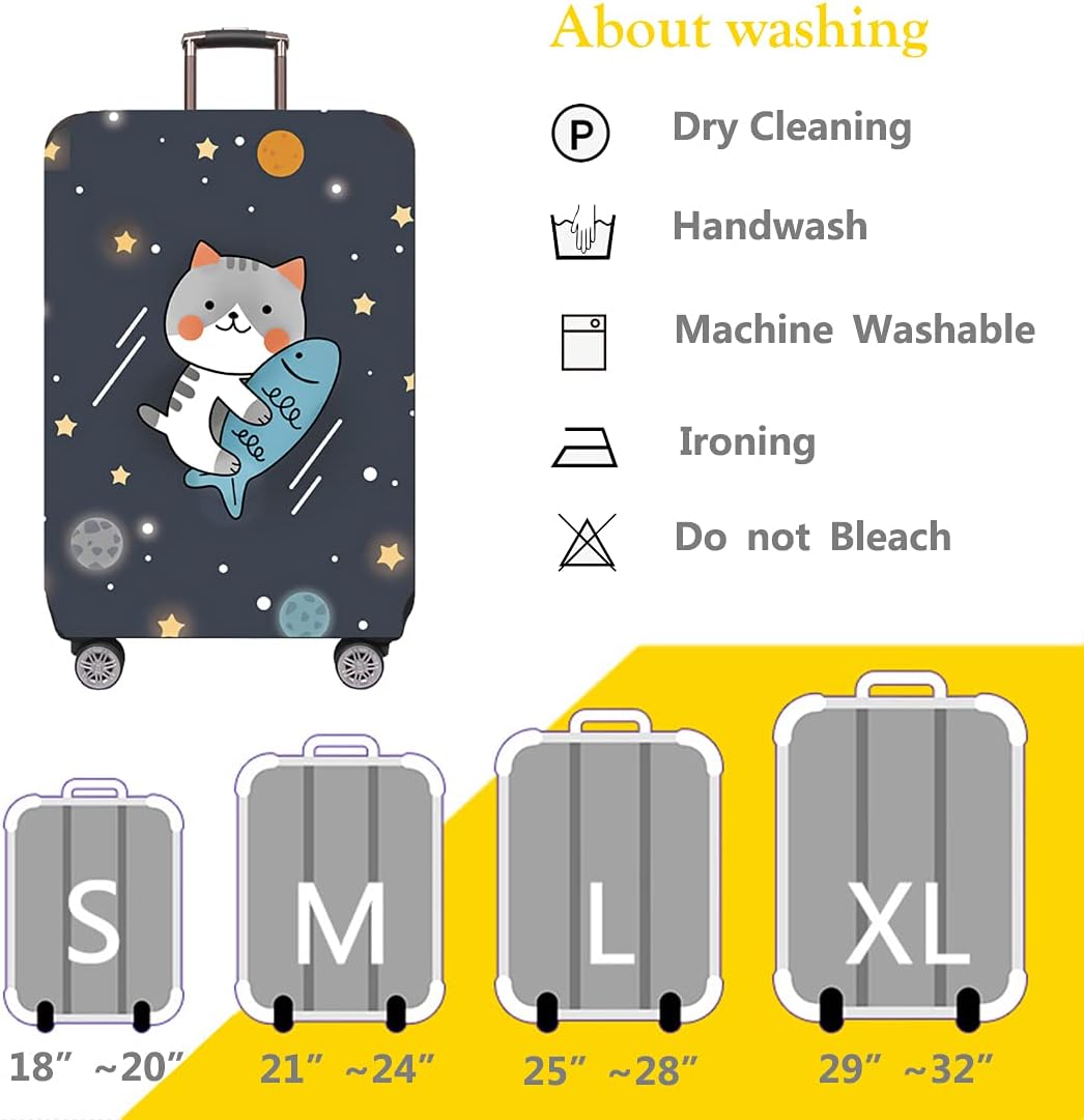 TRAVEL KIN Thickened Luggage Cover 18/24/28/32 Inch Suitcase Spandex Protective Cover (XL(29inches-32inchesluggage), Kitten)