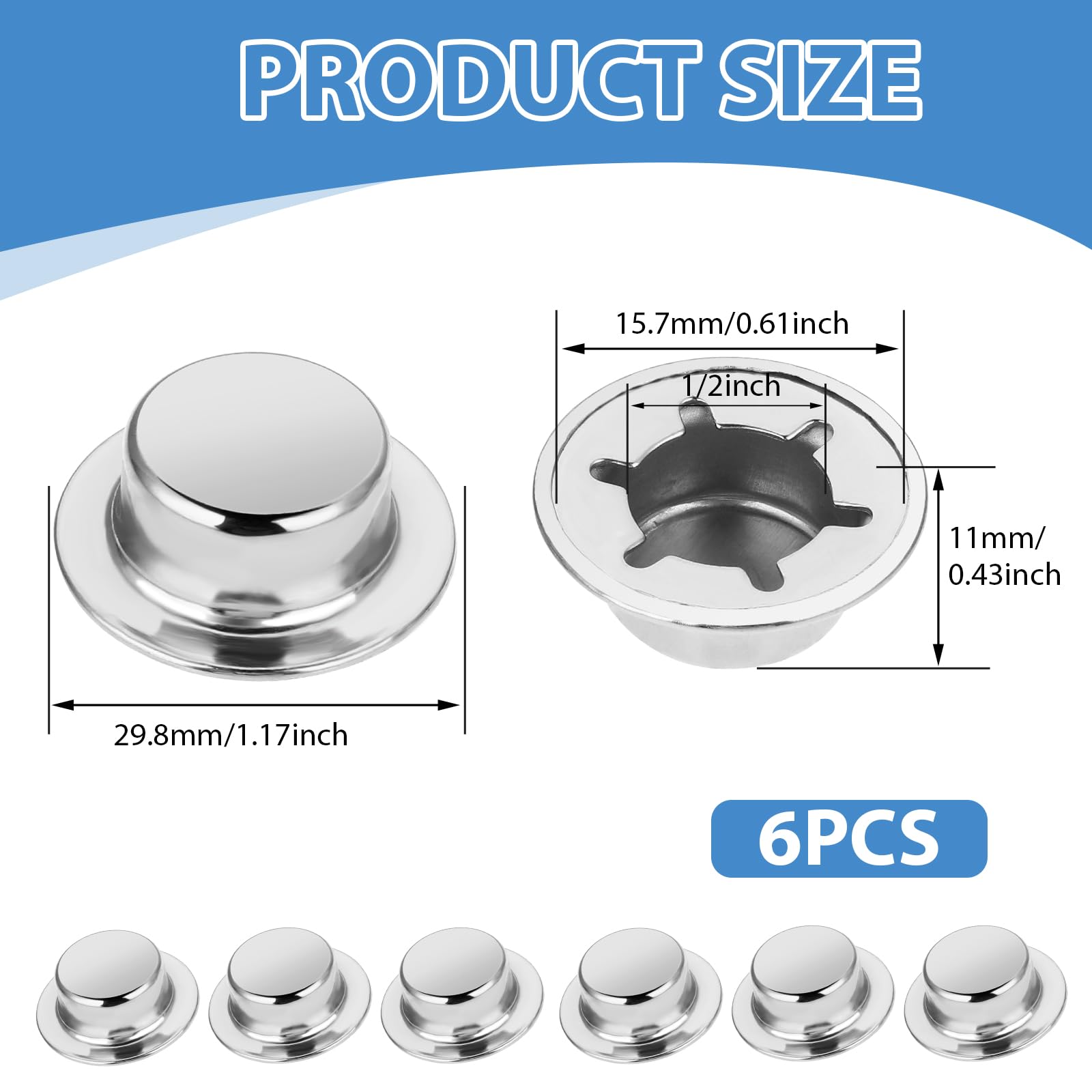 Push Nuts - 6 Pack Stainless Steel Washers -3 Push Nuts - 6 Pack Stainless Steel Washers -3