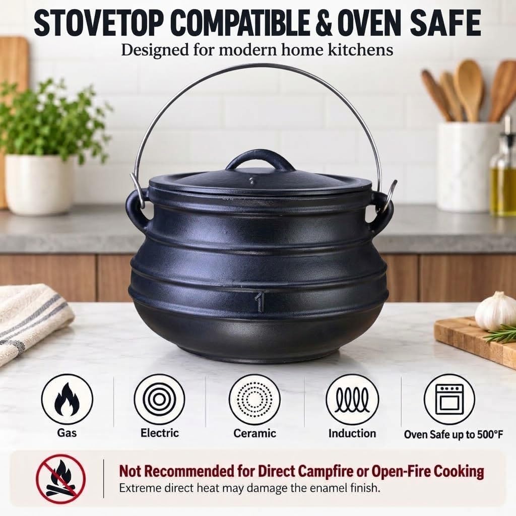 Flavehc Enameled Cast Iron Cauldron 4 QT, Witches Cauldron Halloween Decor, Halloween Candy Bowl