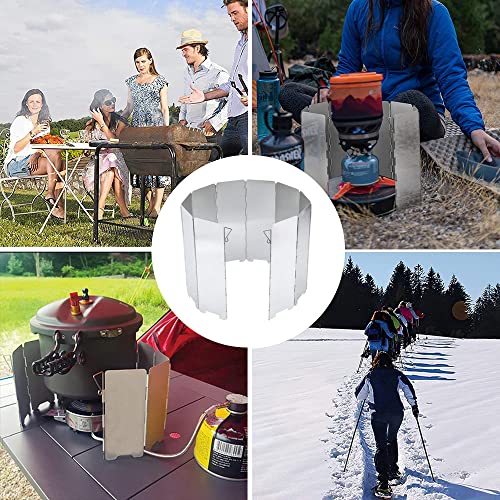 10 Placas Parabrisas de Estufa,Parabrisas Aluminio Plegable Aleación,Pantalla de Viento Cortavientos al Aire Libre para Acampar Picnic BBQ Camping Cocina - imagen 5